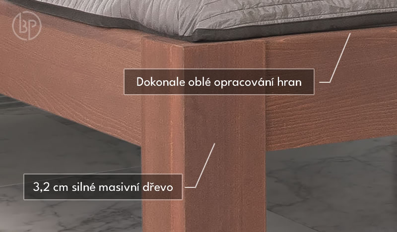 Detail opracovania drevenej postele Valerian