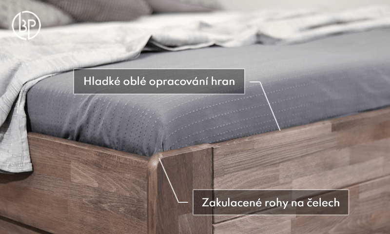 Detail opracovania hrán dvojlôžka Arion