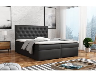 Americká posteľ boxspring CS34015, s matracom a úložným priestorom, čierna ekokoža, 160x200 cm Americká posteľ boxspring CS34015, s matracom a úložným priestorom, čierna ekokoža, 160x200 cm