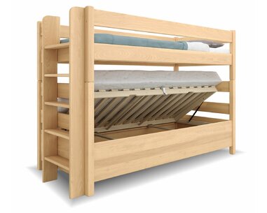 Poschodová posteľ s úložným priestorom JUNIOR 12, LEVÁ, masív buk Poschodová posteľ s úložným priestorom JUNIOR 12, LEVÁ, masív buk