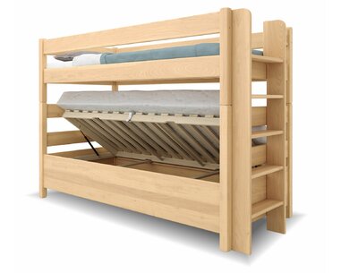 Poschodová posteľ s úložným priestorom JUNIOR 12, PRAVÁ, masiv buk Poschodová posteľ s úložným priestorom JUNIOR 12, PRAVÁ, masiv buk