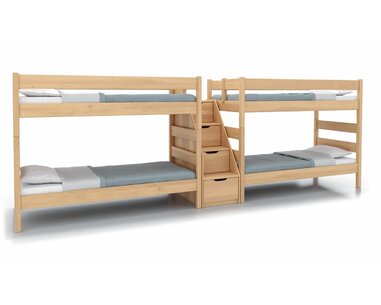 Poschodová posteľ so schodmi JUNIOR 9, masiv buk Poschodová posteľ so schodmi JUNIOR 9, masiv buk