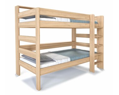 Poschodová posteľ JUNIOR s policami, masív buk Poschodová posteľ JUNIOR s policami, masív buk