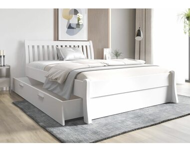 Drevená posteľ Nordica biela s úložným priestorom, 160x200cm, masív borovica Drevená posteľ Nordica biela s úložným priestorom, 160x200cm, masív borovica