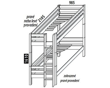 Detská poschodová posteľ - poschodová posteľ DOMINO D856 nízka s čelným vstupom, masív buk Detská poschodová posteľ - poschodová posteľ DOMINO D856 nízka s čelným vstupom, masív buk