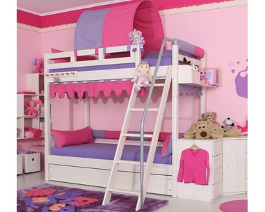 Patrová posteľ pre dievčatá DOMINO D906 - RF, masív smrek Patrová posteľ pre dievčatá DOMINO D906 - RF, masív smrek