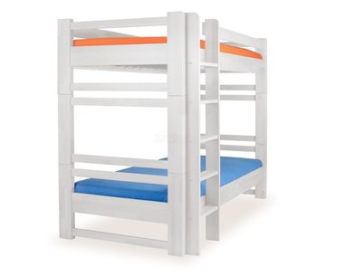 Poschodová posteľ - palanda LUCAS, masív buk - morenie biela Poschodová posteľ - palanda LUCAS, masív buk - morenie biela