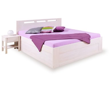 Biela posteľ s úložným priestorom VALENCIA senior, masív buk Biela posteľ s úložným priestorom VALENCIA senior, masív buk