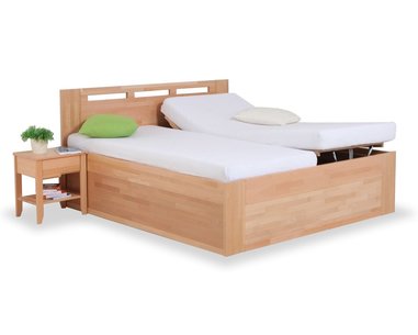 Posteľ dvojlôžko s úložným priestorom VALENCIA senior, čelné výklopné, masív buk Posteľ dvojlôžko s úložným priestorom VALENCIA senior, čelné výklopné, masív buk