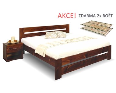 Drevená posteľ s roštami Berni, 160x200, 180x200, masív smrek Drevená posteľ s roštami Berni, 160x200, 180x200, masív smrek