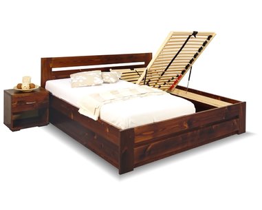 Posteľ z masívu s úložným priestorom Berni, 160x200, 180x200, masív smrek Posteľ z masívu s úložným priestorom Berni, 160x200, 180x200, masív smrek