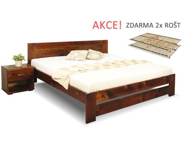 Drevená posteľ s roštmi Jirka, 160x200, 180x200, masív smrek Drevená posteľ s roštmi Jirka, 160x200, 180x200, masív smrek