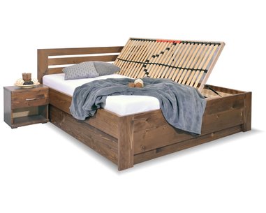 Zvýšená posteľ dvojlôžko s úložným priestorom RITA, masív smrek Zvýšená posteľ dvojlôžko s úložným priestorom RITA, masív smrek