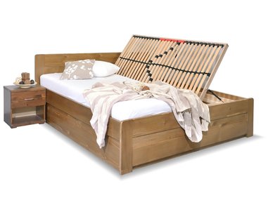 Posteľ dvojlôžko s úložným priestorom MARK, masív smrek Posteľ dvojlôžko s úložným priestorom MARK, masív smrek
