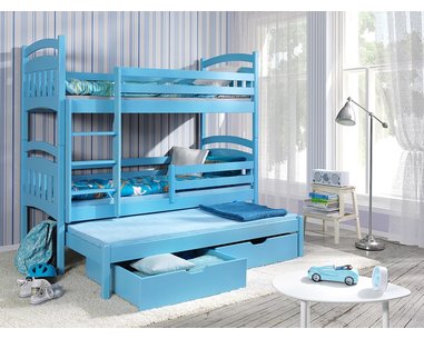 Poschodová posteľ pre 3 deti JACOB, masív borovica Poschodová posteľ pre 3 deti JACOB, masív borovica