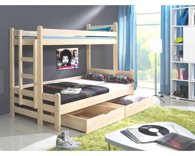 Detská poschodová posteľ pre 2 deti BENI, masív borovica Detská poschodová posteľ pre 2 deti BENI, masív borovica