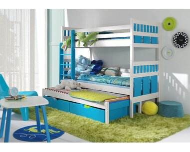 Poschodová posteľ s úložným priestorom pre 3 deti MAX, masív borovica Poschodová posteľ s úložným priestorom pre 3 deti MAX, masív borovica